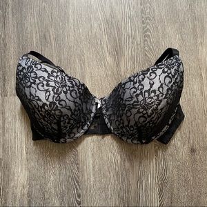 Smart & Sexy Bra 40DD/42D Black Floral Lace